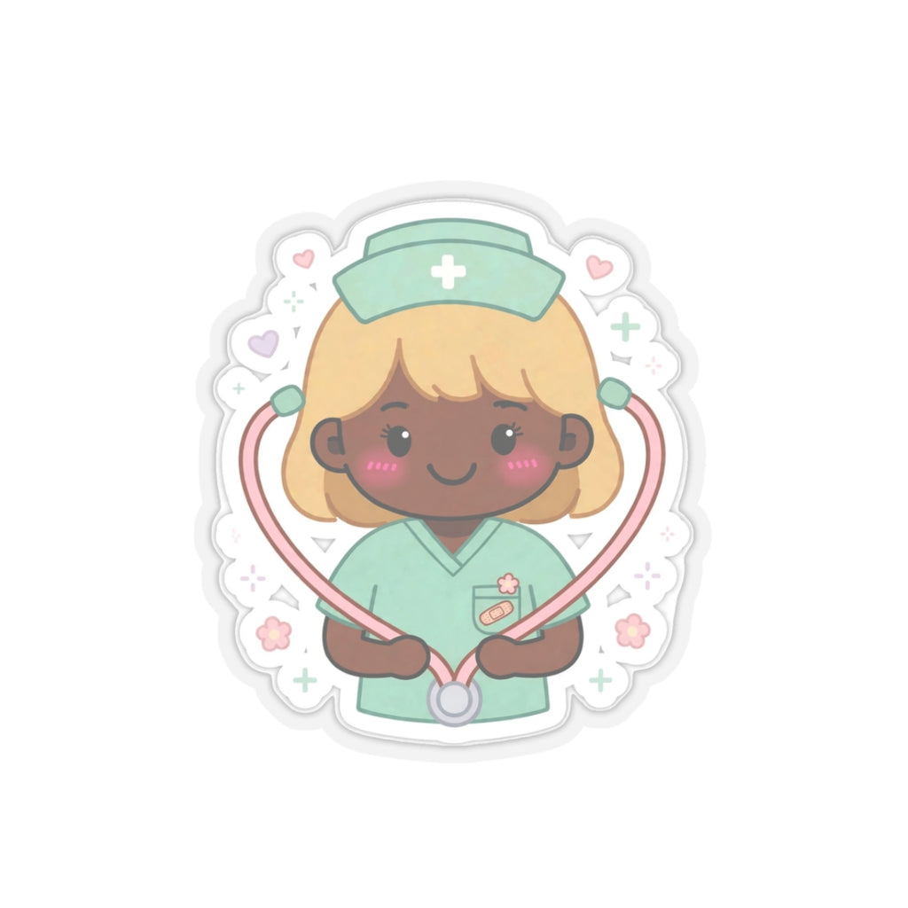 Kawaii Nurse Sticker – Blonde Hair / Deep Skin