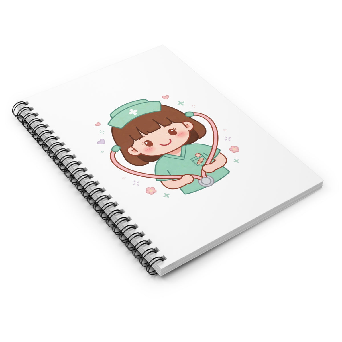 Kawaii Nurse Spiral Notebook – Ruled – Brown Hair / Fair Skin