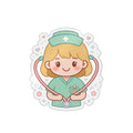 Kawaii Nurse Sticker (Waterproof UV DTF) – Blonde Hair / Fair Skin