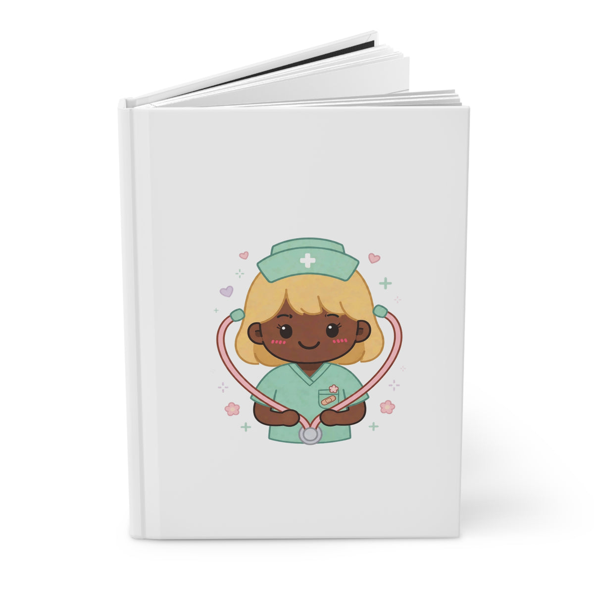 Kawaii Nurse Hardcover Journal – Blonde Hair / Deep Skin