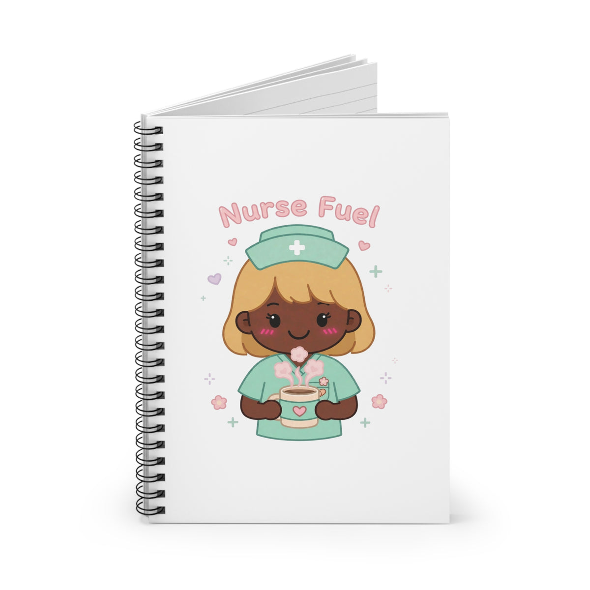 Nurse Fuel Spiral Notebook – Ruled – Blonde Hair / Deep Skin