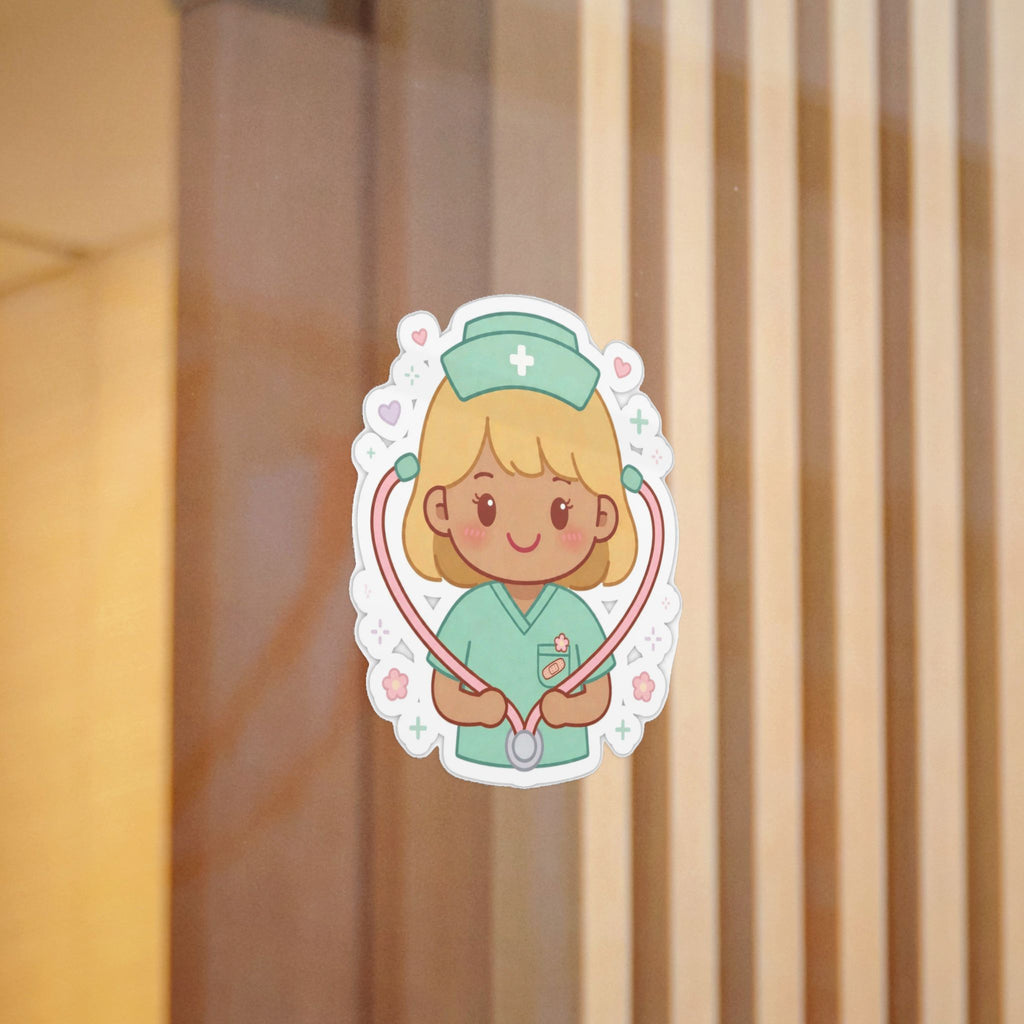 Kawaii Nurse Sticker (Waterproof UV DTF) – Blonde Hair / Medium Skin