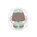 Kawaii Nurse Sticker – Brown Hair / Deep Skin