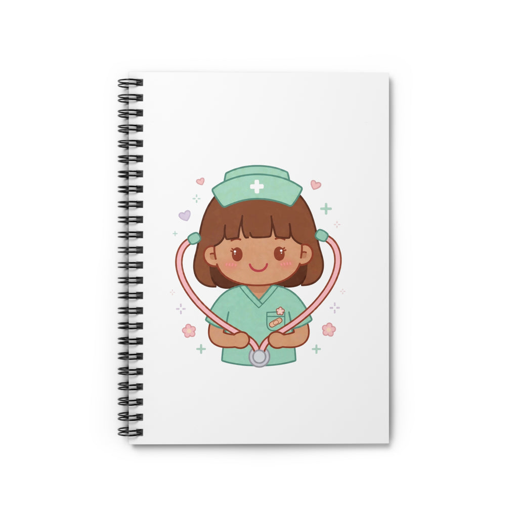 Kawaii Nurse Spiral Notebook – Ruled – Brown Hair / Medium Skin