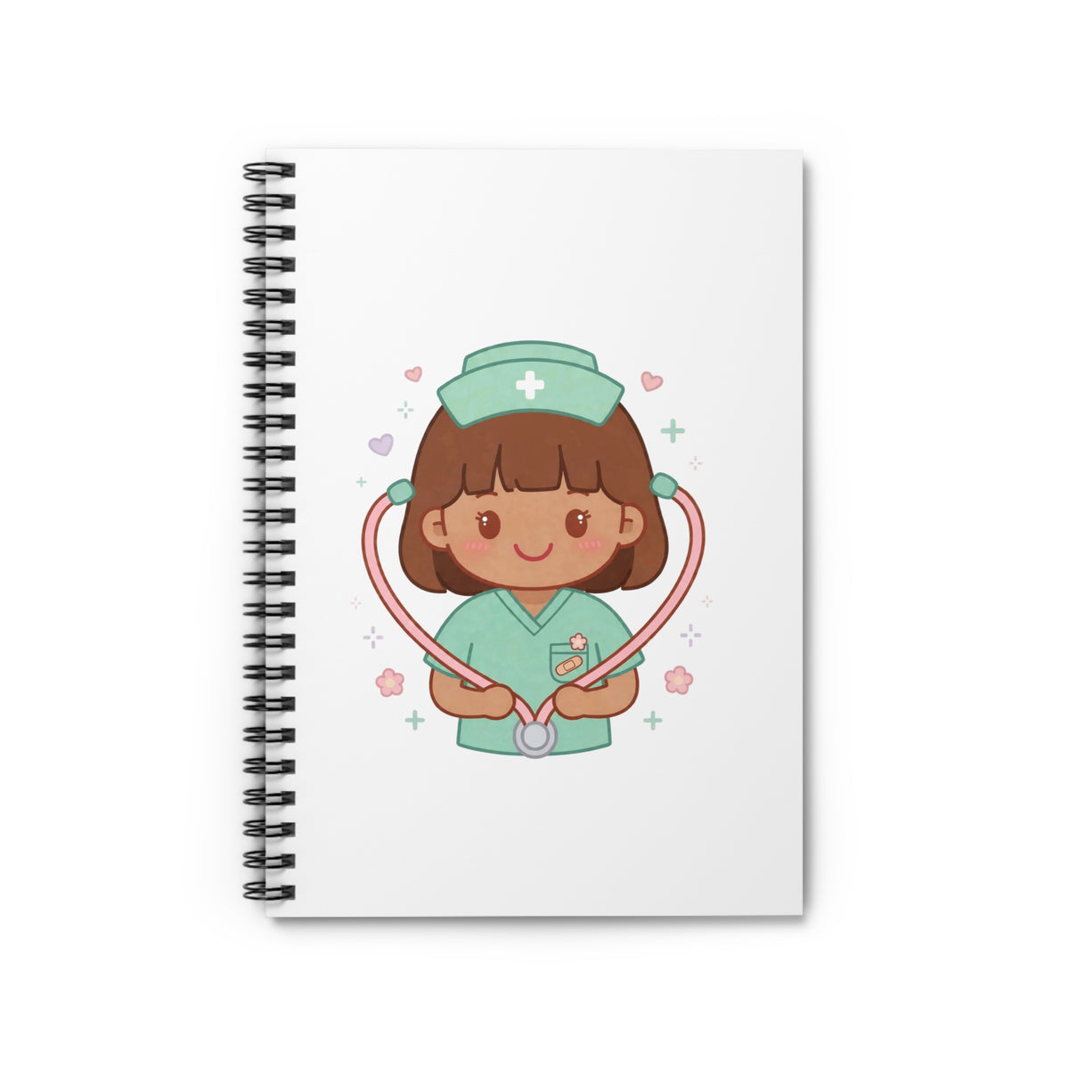 Kawaii Nurse Spiral Notebook – Ruled – Brown Hair / Medium Skin