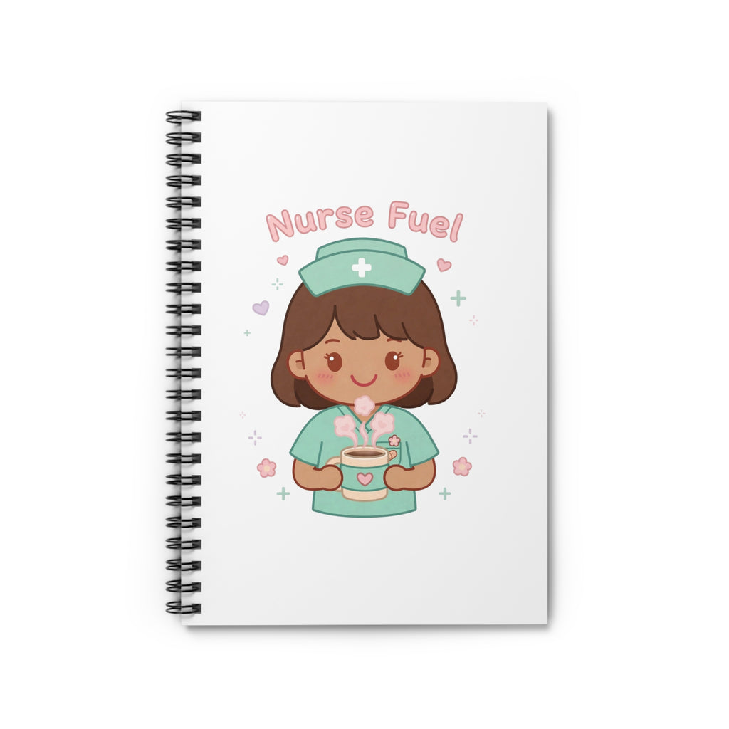 Nurse Fuel Spiral Notebook – Ruled – Brown Hair / Medium Skin