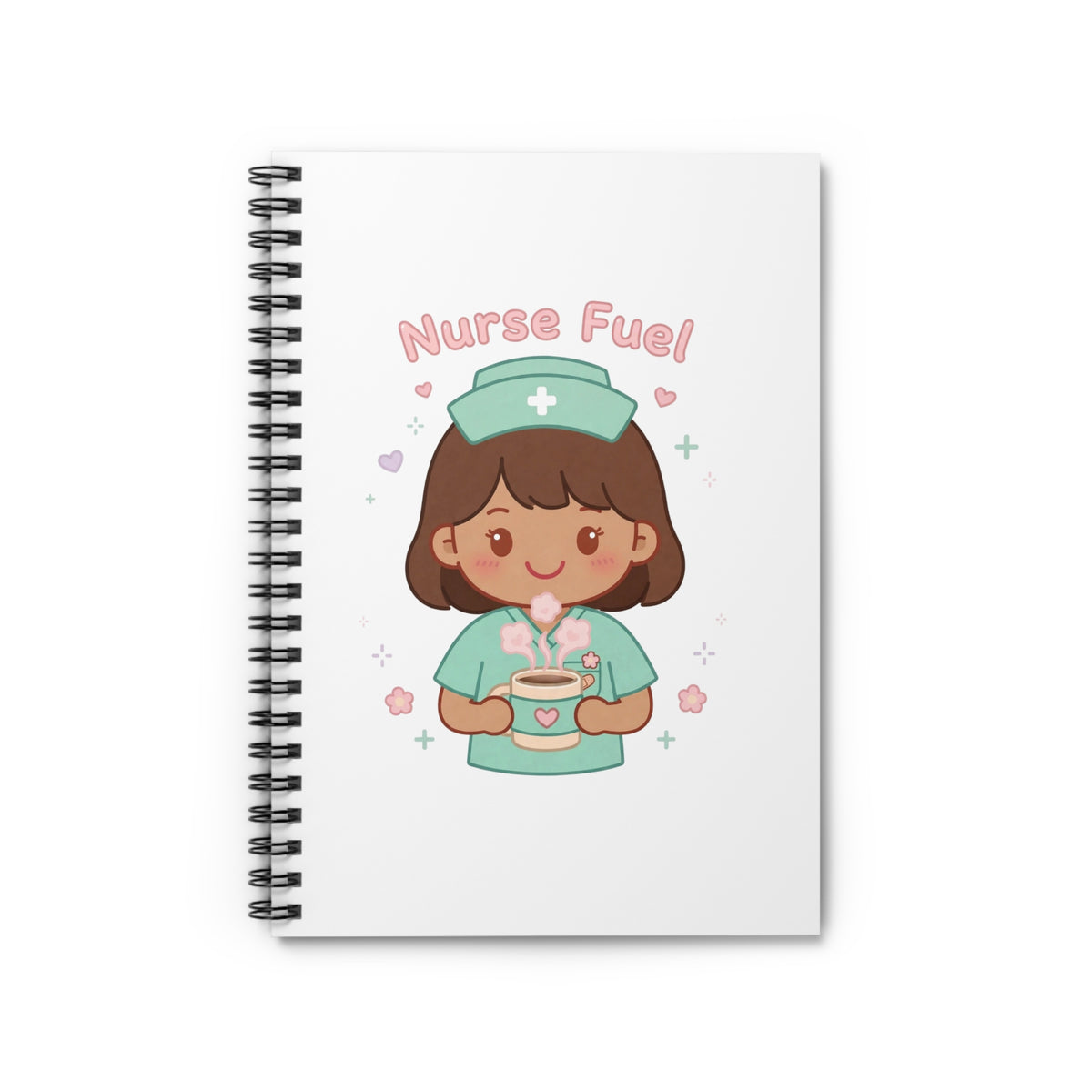 Nurse Fuel Spiral Notebook – Ruled – Brown Hair / Medium Skin