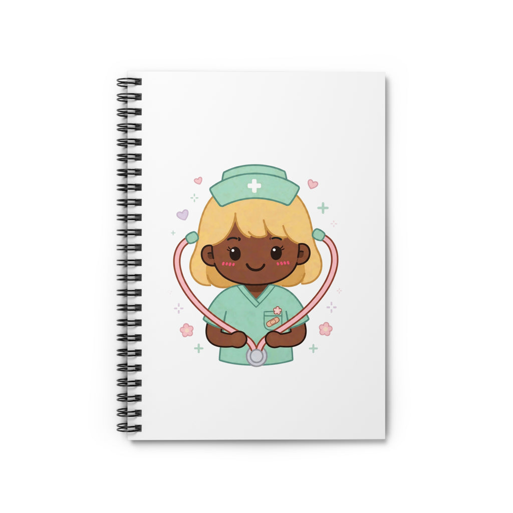 Kawaii Nurse Spiral Notebook – Ruled – Blonde Hair / Deep Skin