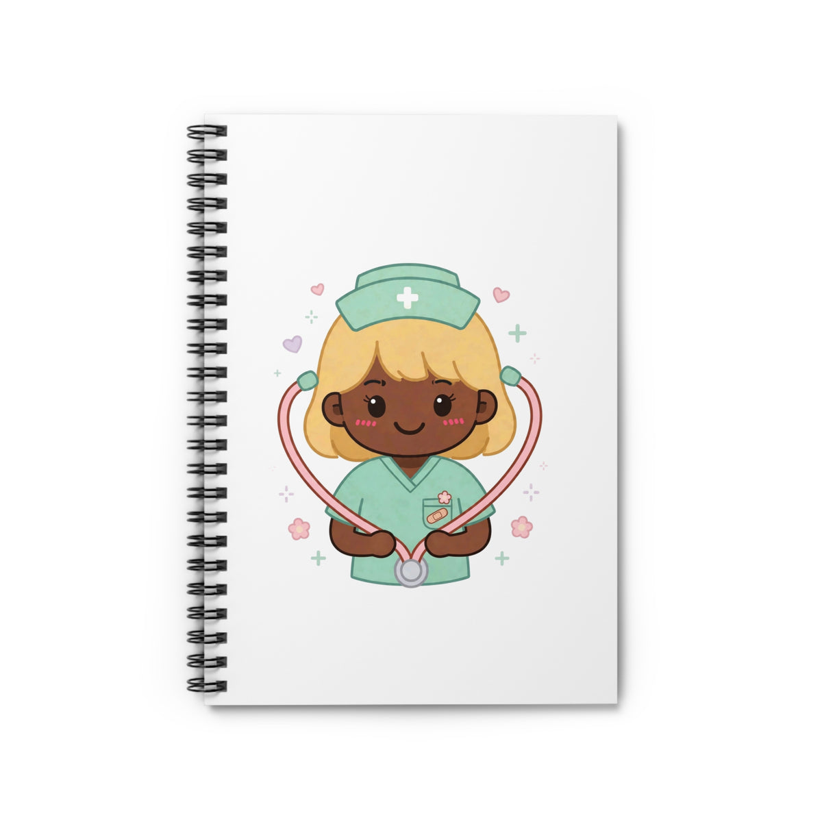 Kawaii Nurse Spiral Notebook – Ruled – Blonde Hair / Deep Skin