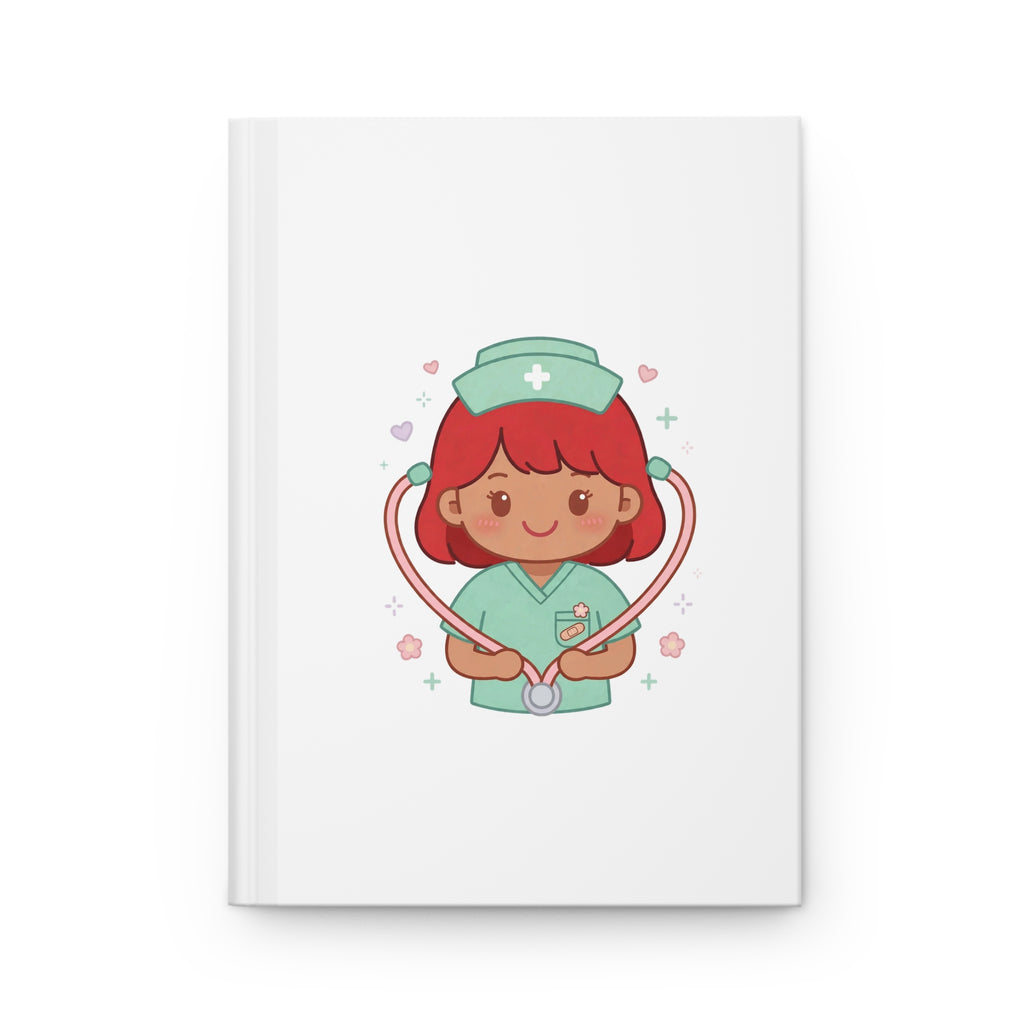 Kawaii Nurse Hardcover Journal – Red Hair / Medium Skin