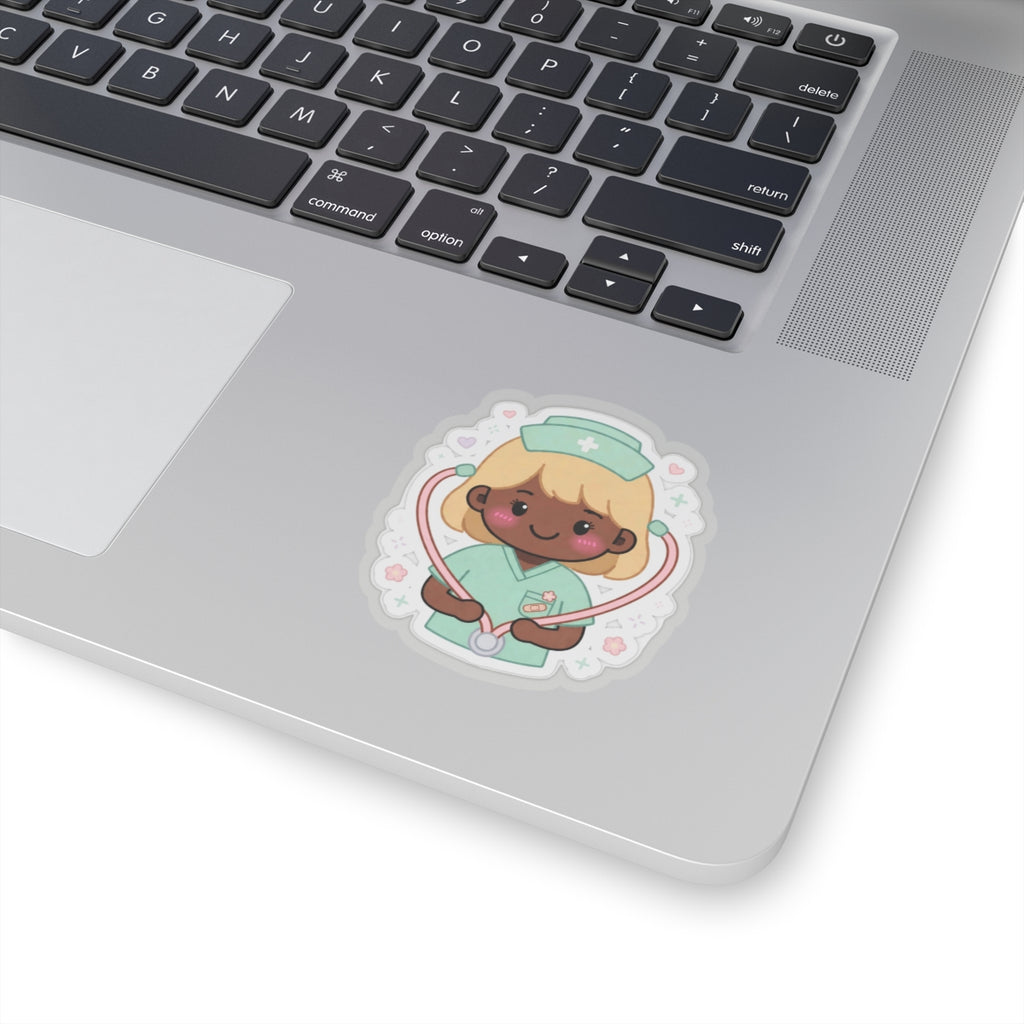 Kawaii Nurse Sticker – Blonde Hair / Deep Skin