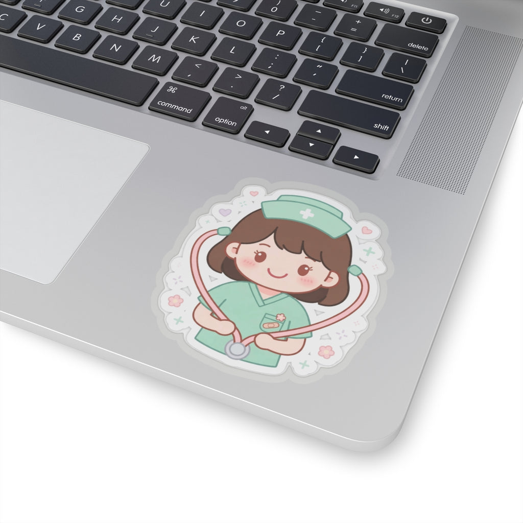 Kawaii Nurse Sticker – Brown Hair / Fair Skin