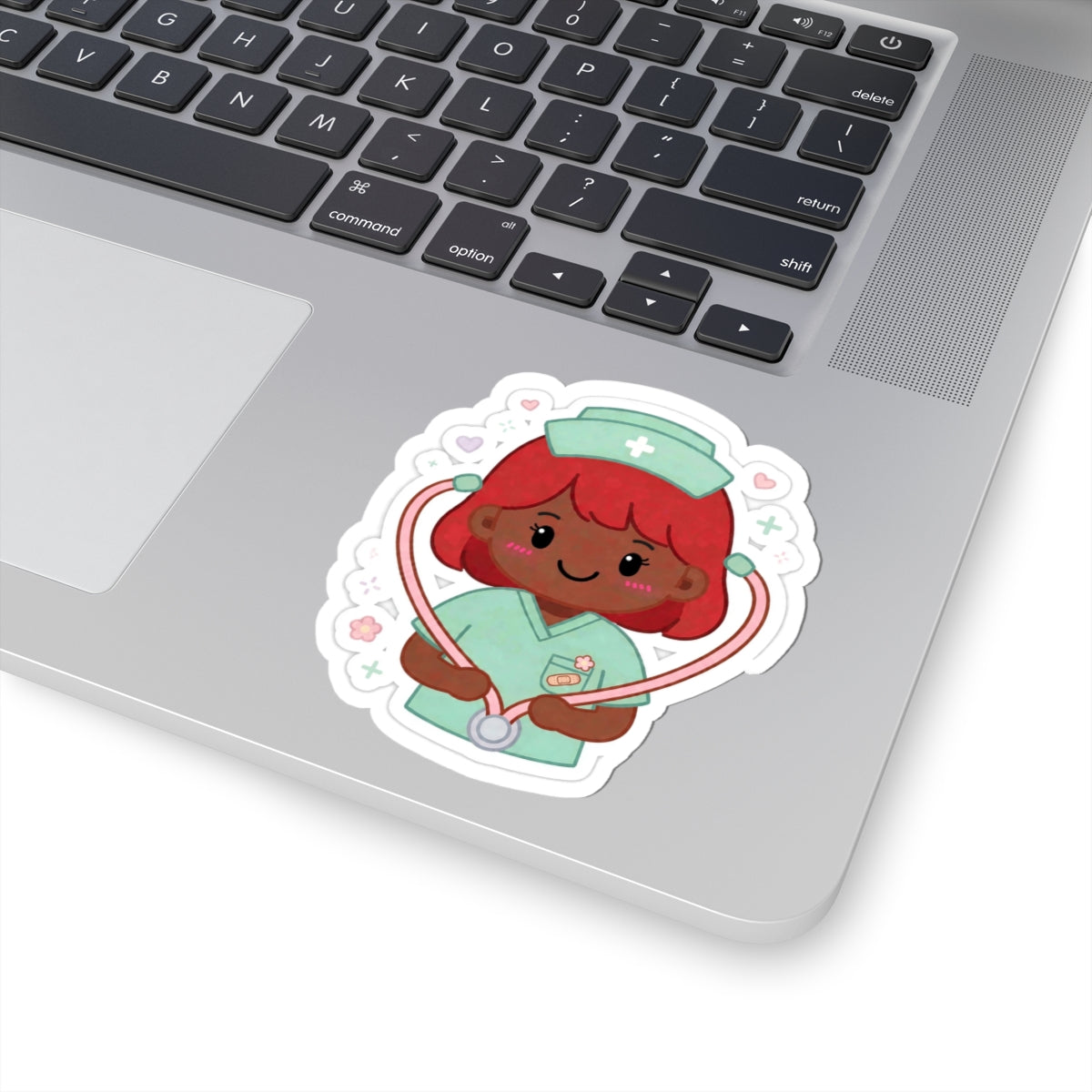 Kawaii Nurse Sticker – Red Hair / Deep Skin