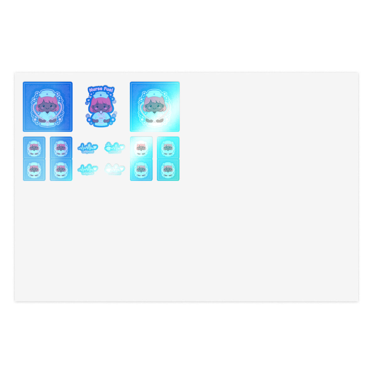 Kawaii Nurse Sticker Sheet - Red Hair / Deep Skin