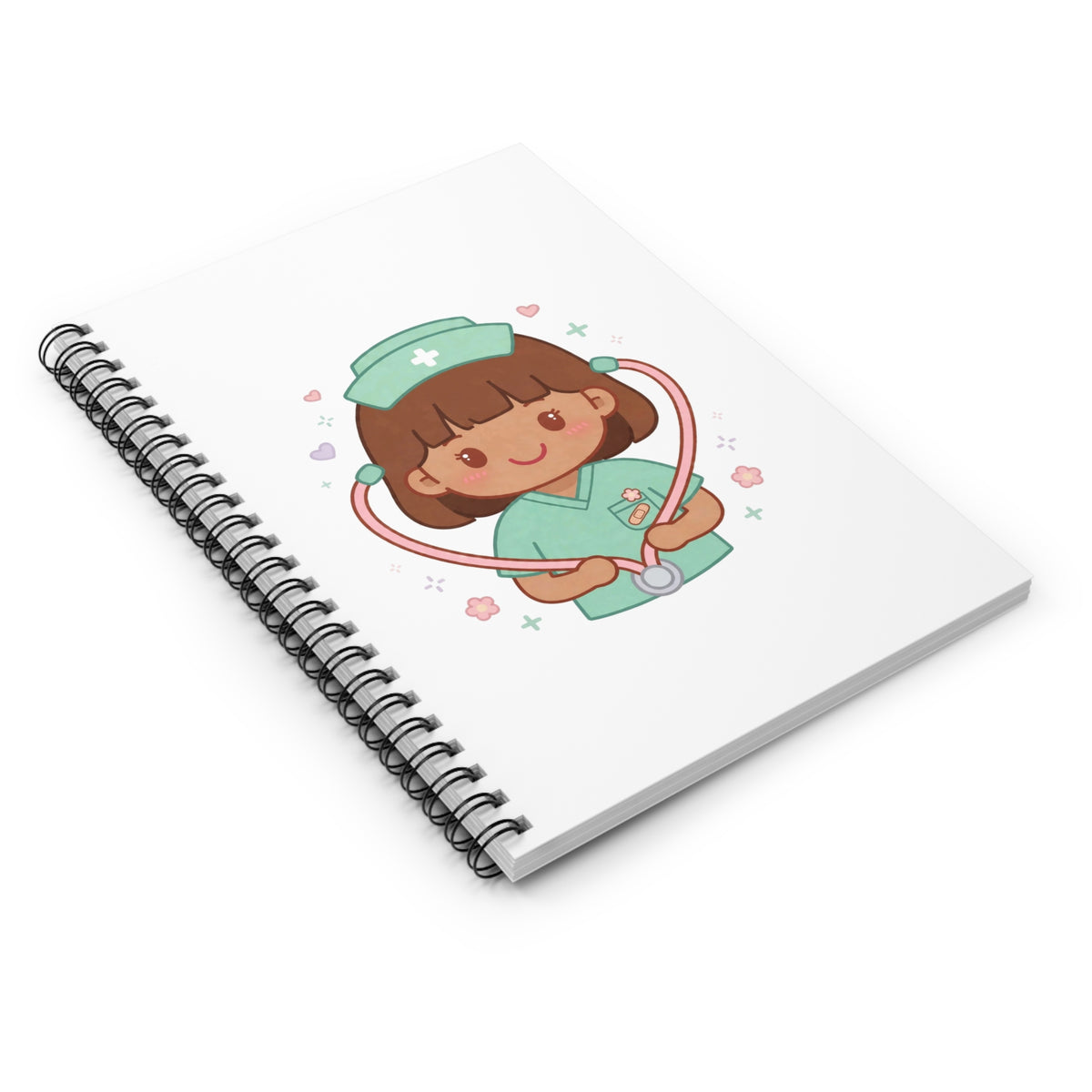 Kawaii Nurse Spiral Notebook – Ruled – Brown Hair / Medium Skin