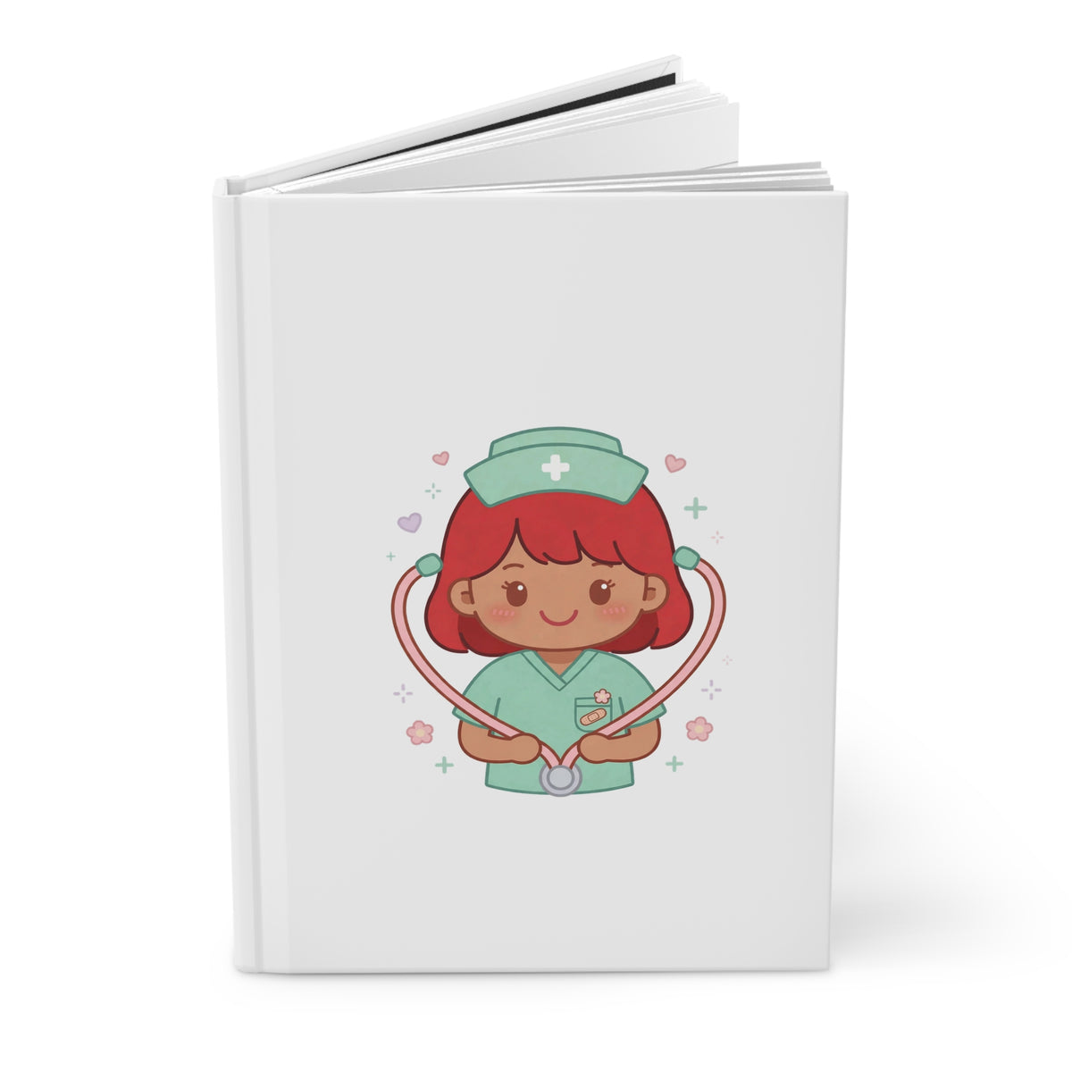 Kawaii Nurse Hardcover Journal – Red Hair / Medium Skin