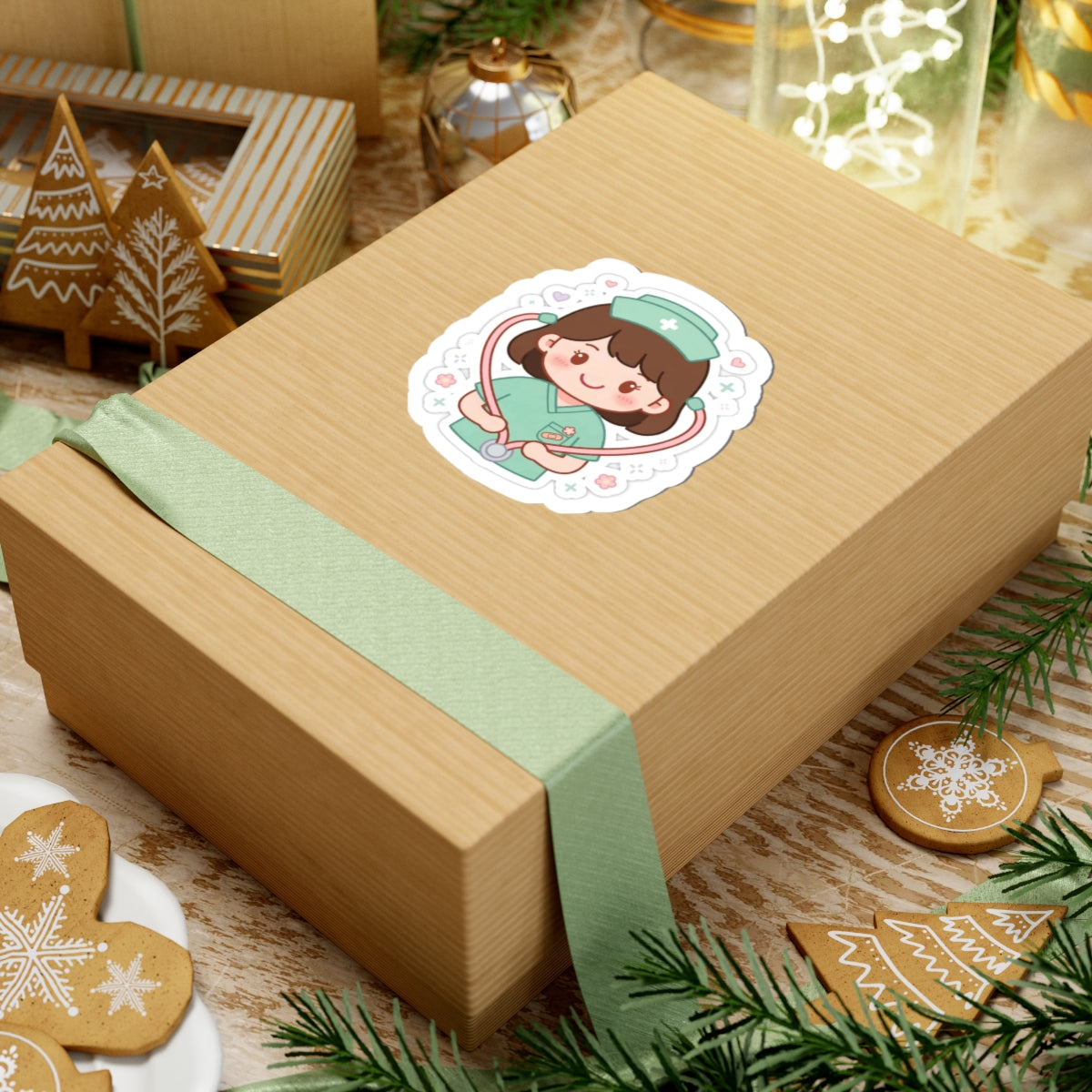 Kawaii Nurse Sticker – Brown Hair / Fair Skin