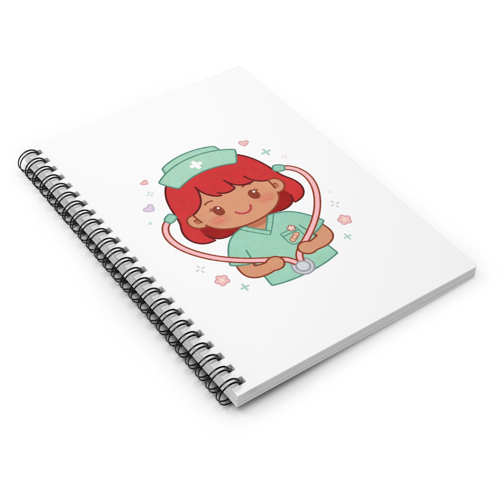 Kawaii Nurse Spiral Notebook – Ruled – Red Hair / Medium Skin