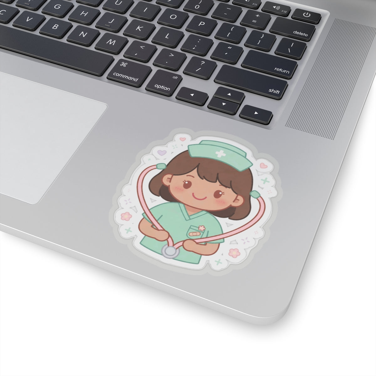 Kawaii Nurse Sticker – Brown Hair / Medium Skin