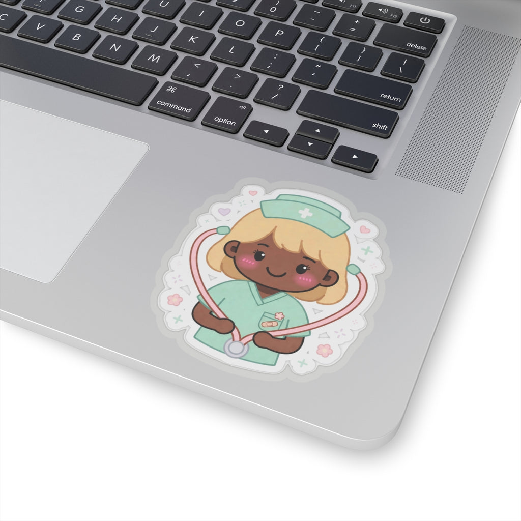 Kawaii Nurse Sticker – Blonde Hair / Deep Skin