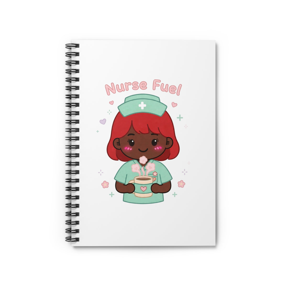 Nurse Fuel Spiral Notebook – Ruled – Red Hair / Deep Skin