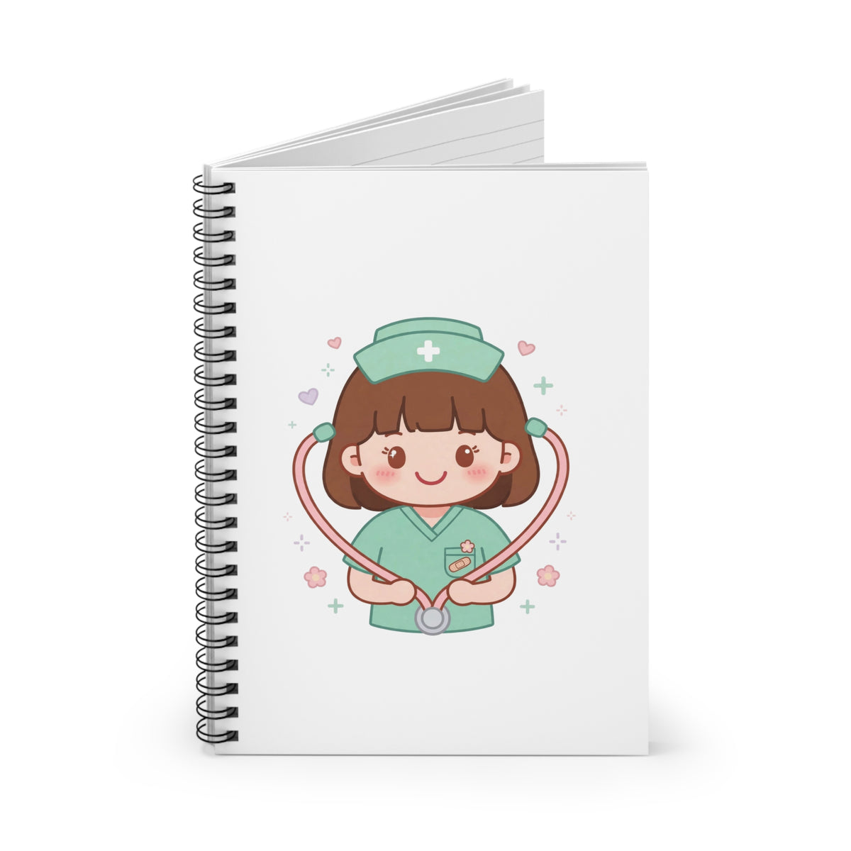 Kawaii Nurse Spiral Notebook – Ruled – Brown Hair / Fair Skin
