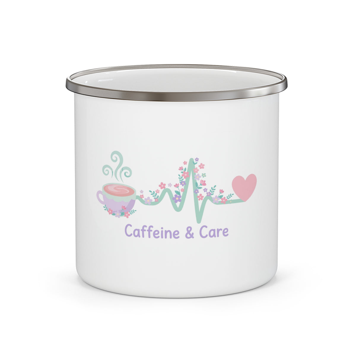 Caffeine & Care Enamel Camping Mug