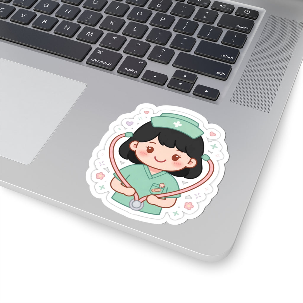 Kawaii Nurse Sticker – Black Hair / Fair Skin
