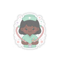 Kawaii Nurse Sticker – Black Hair / Deep Skin