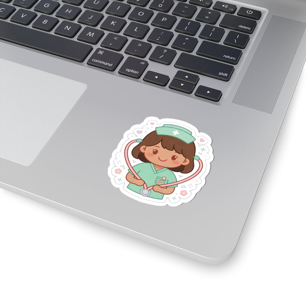 Kawaii Nurse Sticker – Brown Hair / Medium Skin