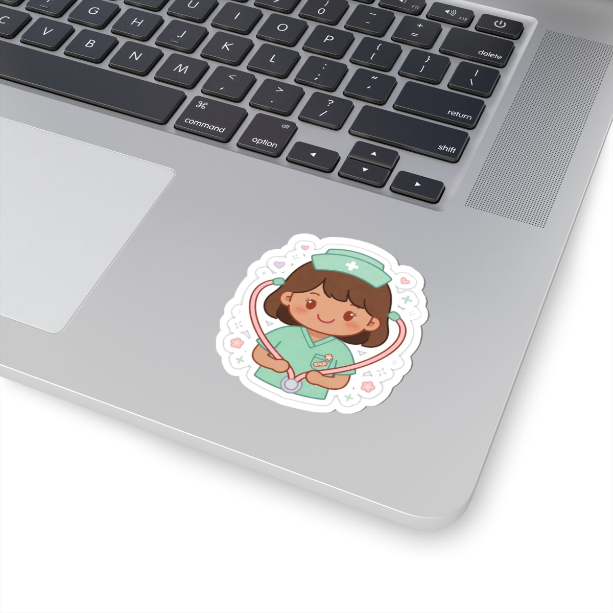 Kawaii Nurse Sticker – Brown Hair / Medium Skin
