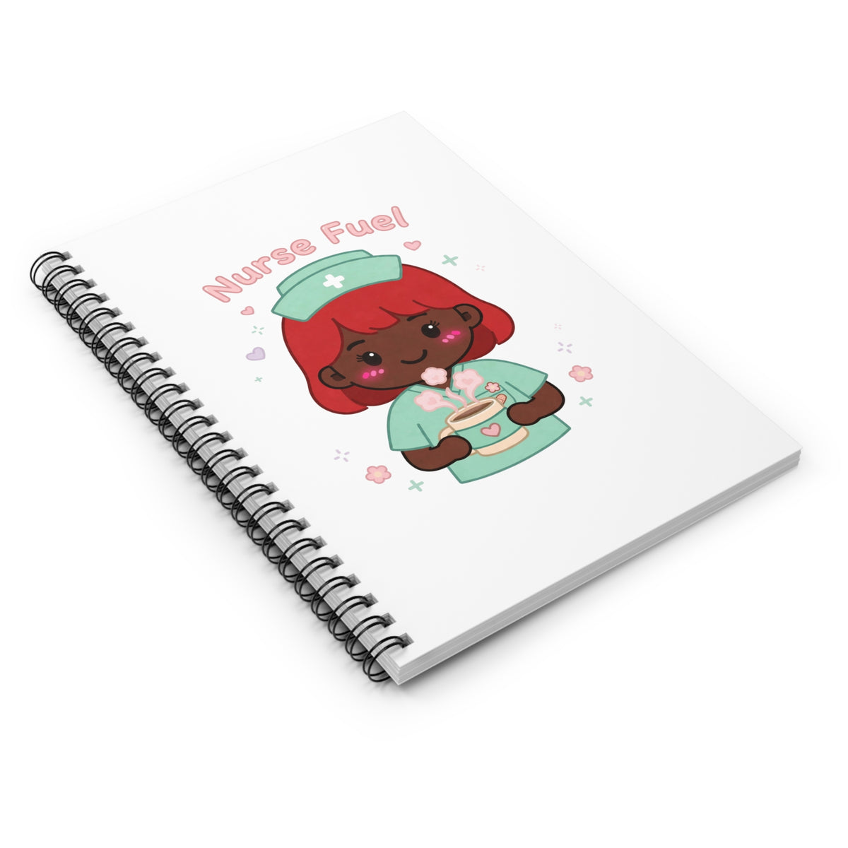 Nurse Fuel Spiral Notebook – Ruled – Red Hair / Deep Skin