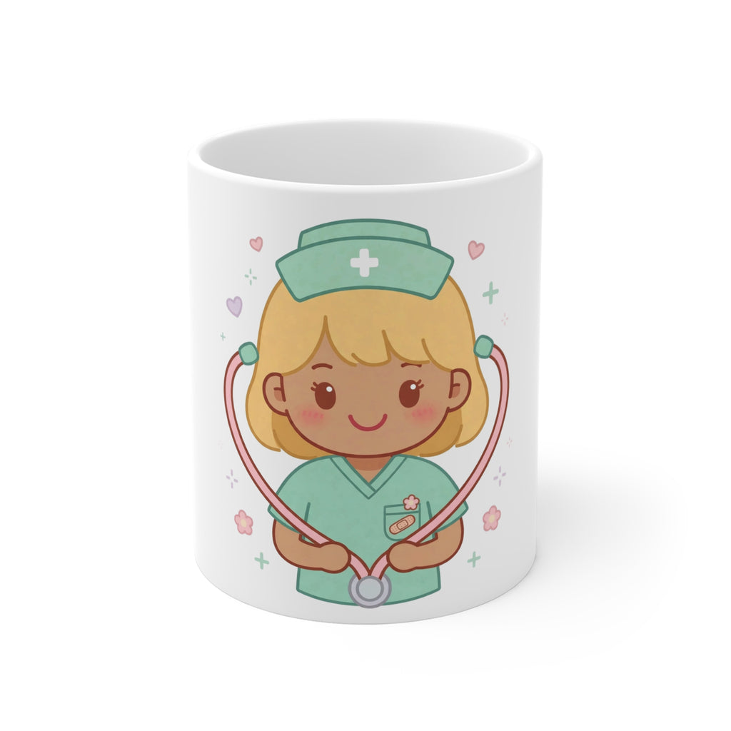 Kawaii Nurse Mug – 11oz (Blonde hair / Medium skin)