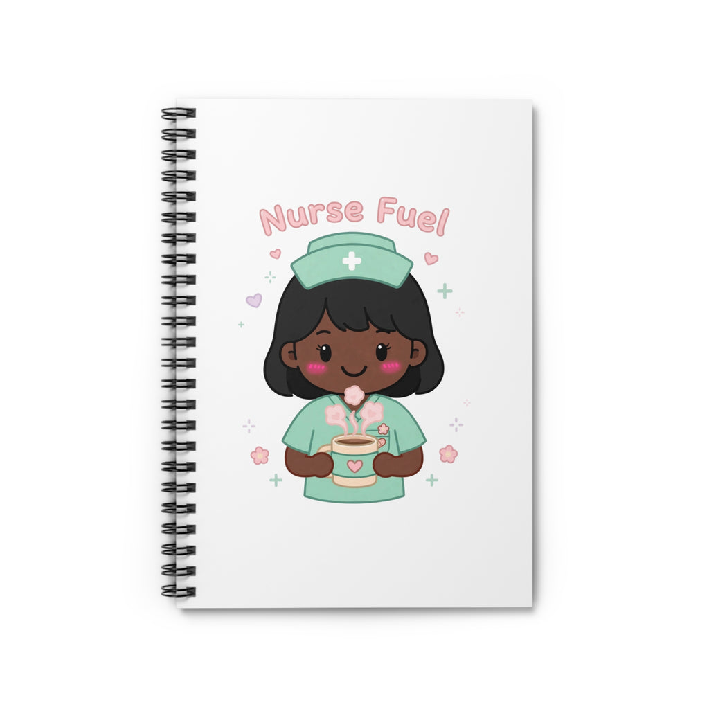Nurse Fuel Spiral Notebook – Ruled – Black Hair / Deep Skin
