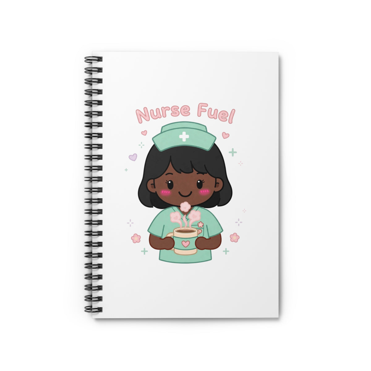 Nurse Fuel Spiral Notebook – Ruled – Black Hair / Deep Skin