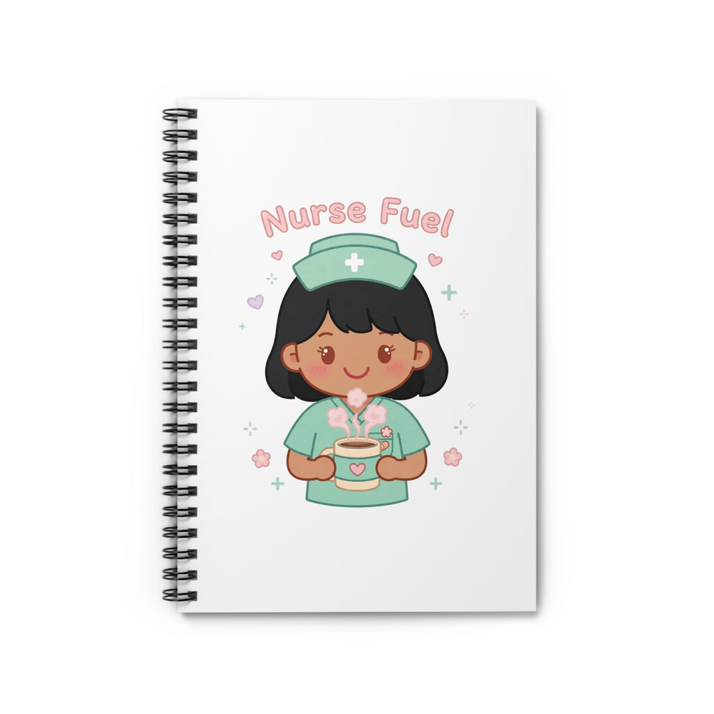 Nurse Fuel Spiral Notebook – Ruled – Black Hair / Medium Skin
