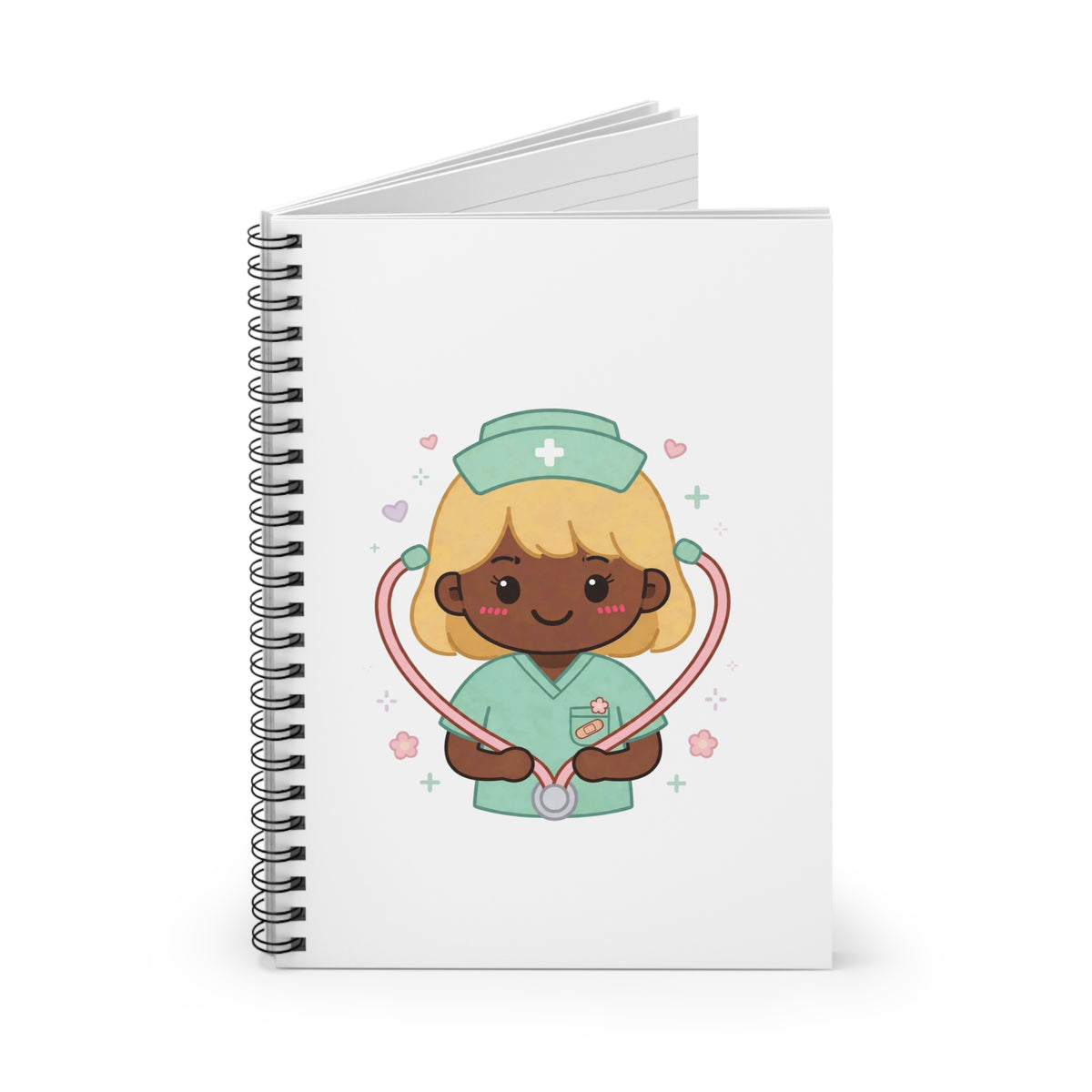 Kawaii Nurse Spiral Notebook – Ruled – Blonde Hair / Deep Skin