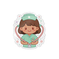 Kawaii Nurse Sticker (Waterproof UV DTF) – Brown Hair / Medium Skin
