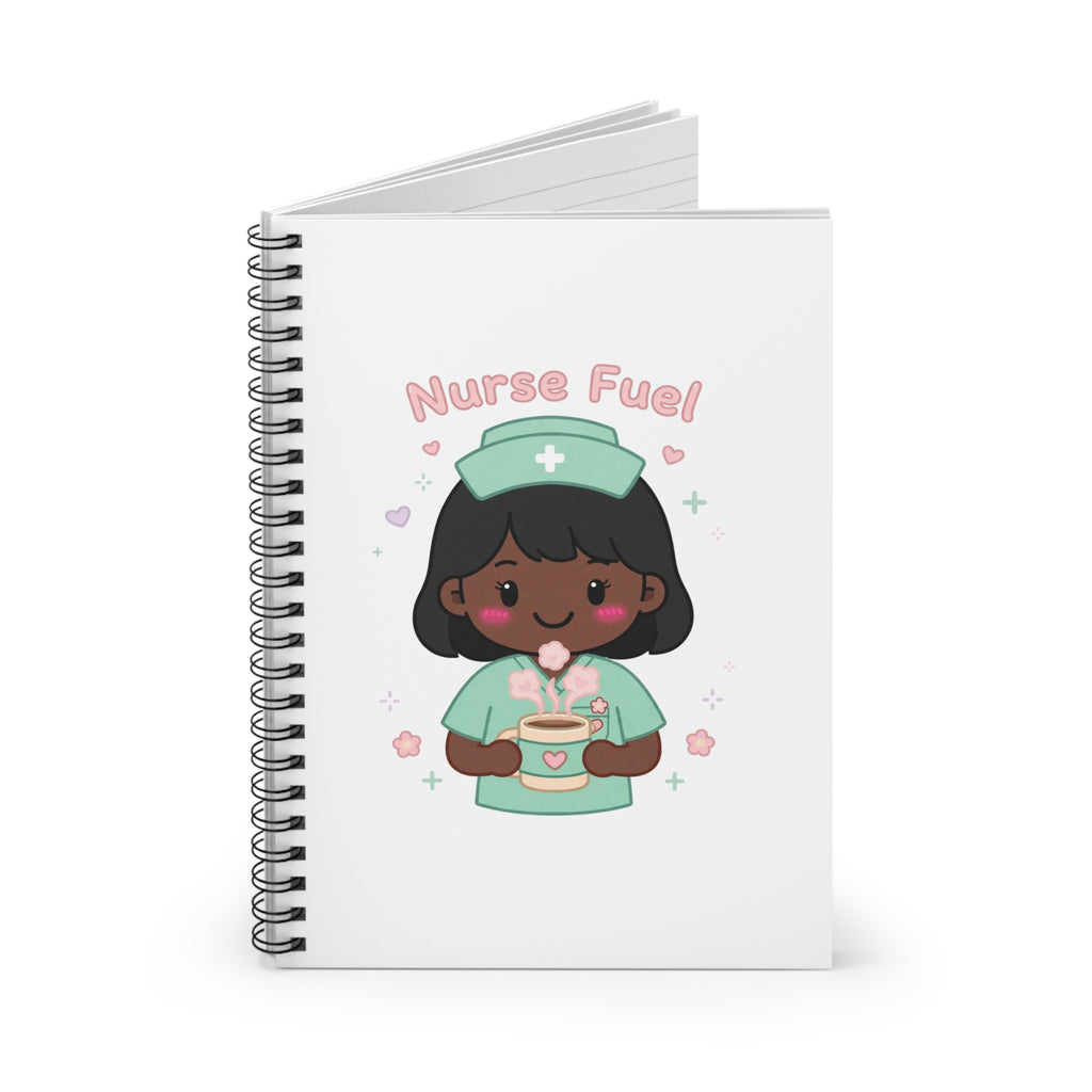 Nurse Fuel Spiral Notebook – Ruled – Black Hair / Deep Skin