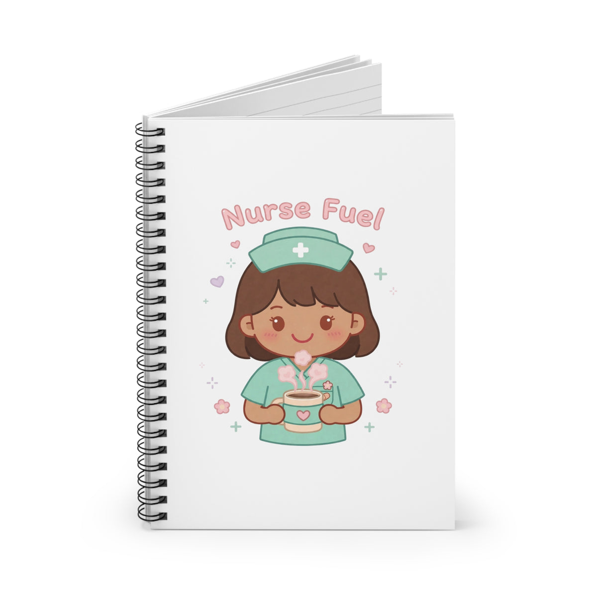 Nurse Fuel Spiral Notebook – Ruled – Brown Hair / Medium Skin