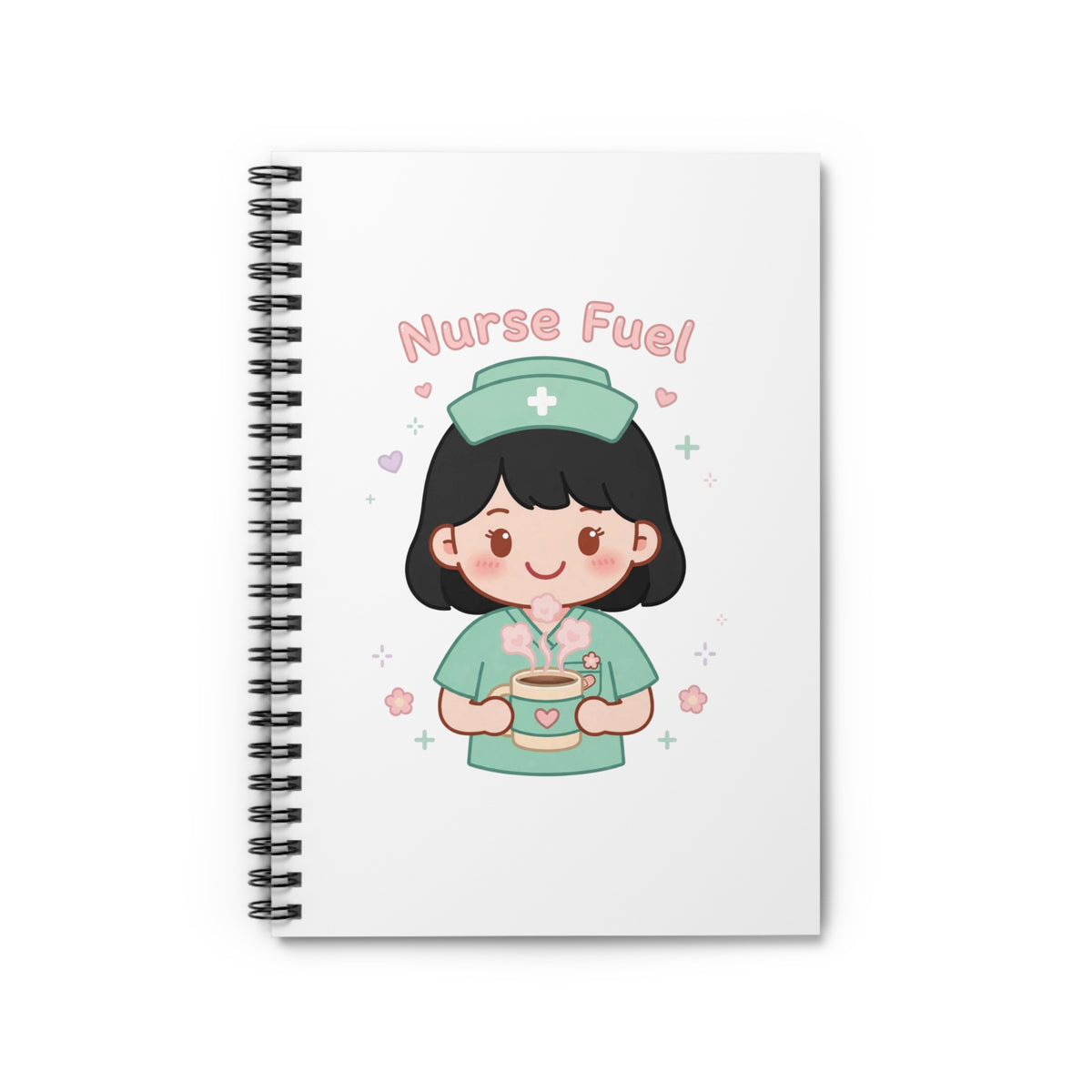 Nurse Fuel Spiral Notebook – Ruled – Black Hair / Fair Skin