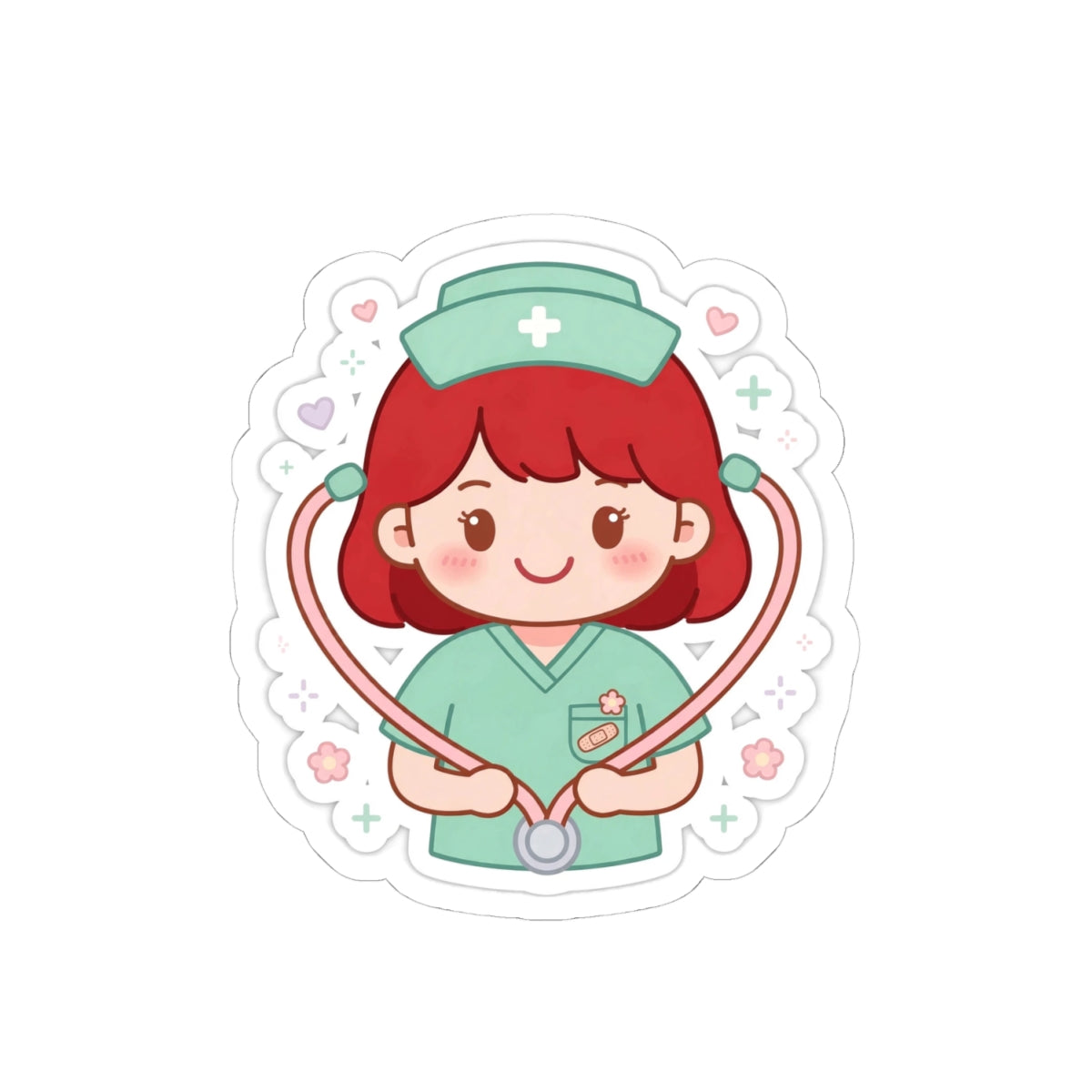 Kawaii Nurse Sticker – Red Hair / Fair Skin