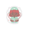 Kawaii Nurse Sticker – Red Hair / Deep Skin