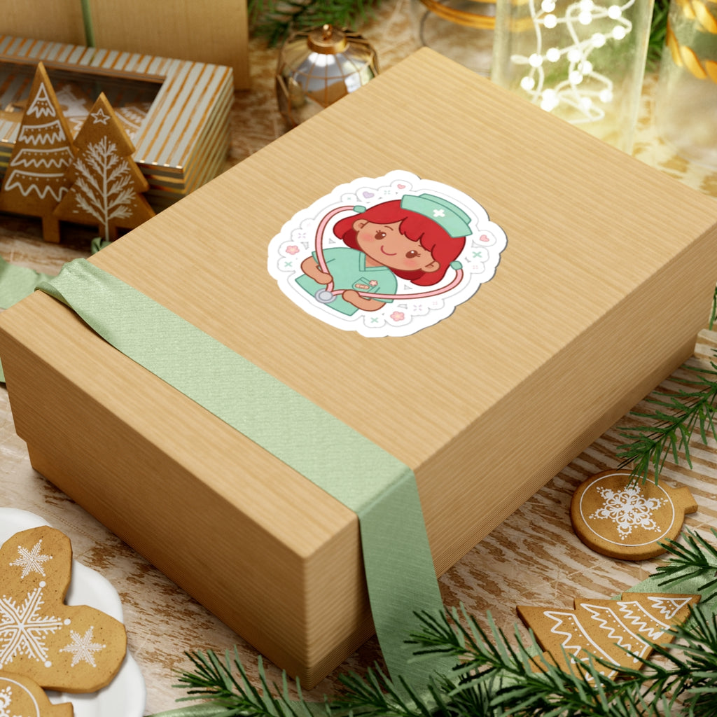 Kawaii Nurse Sticker – Red Hair / Medium Skin