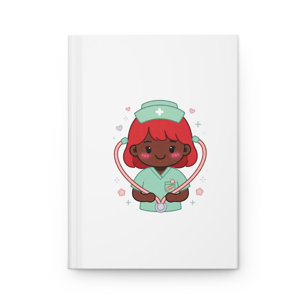 Kawaii Nurse Hardcover Journal – Red Hair / Deep Skin