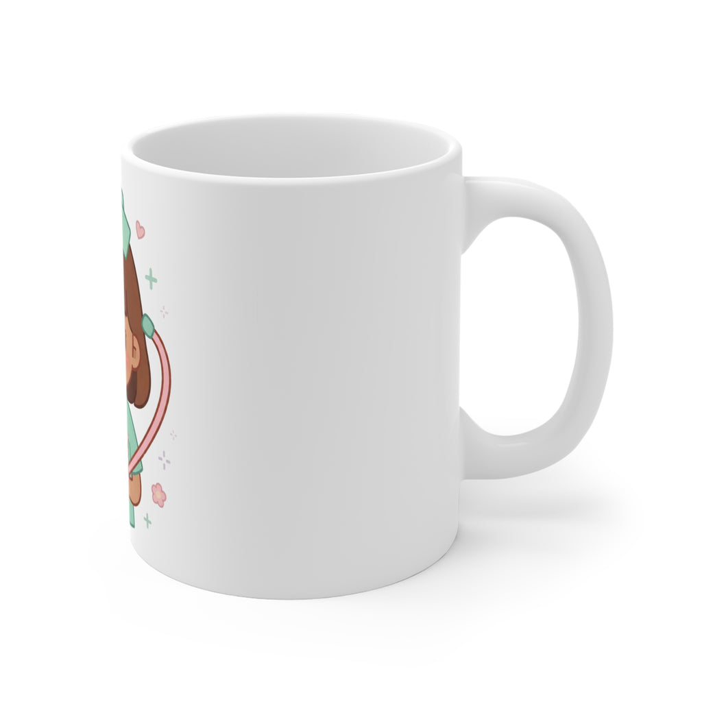 Kawaii Nurse Mug – 11oz (Brown hair / Medium skin)